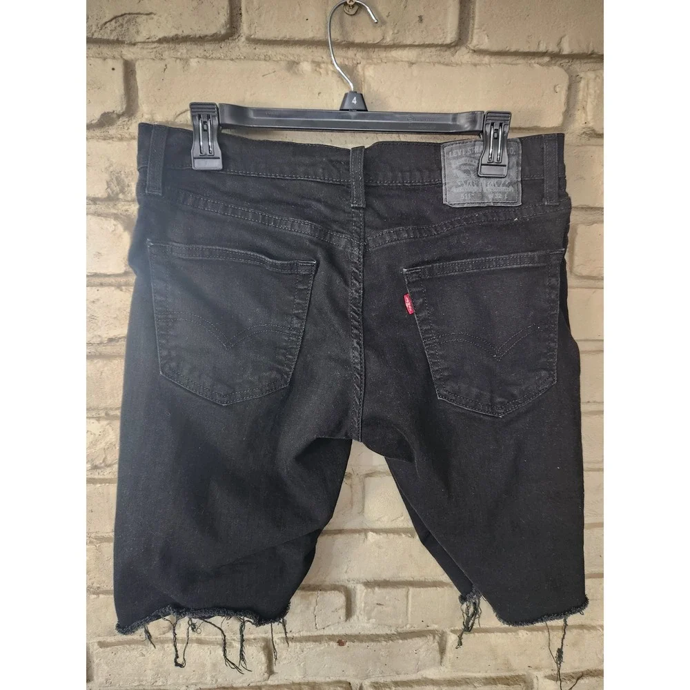 Levis 511 Slim Fit Black Denim Cut Off Shorts